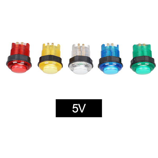 5 stk Arcade Trykknapper Profesjonelle LED-belyste Trykknapper for Spillmaskin 5V
