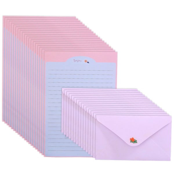 Lined Stationery Paper and Envelopes Set, for Cards, Birthday, Weddings, Graduations, 30 envelopes and 60 paper