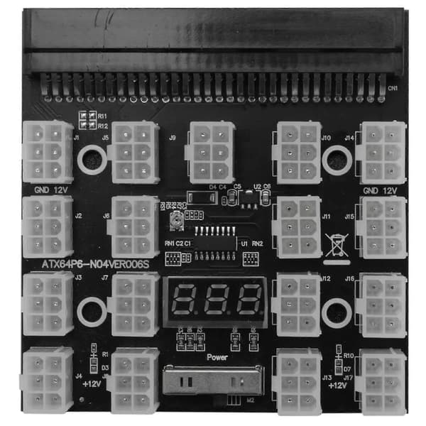 Breakout Board 17 Port 6pin LED Display Modul Serverkort Adapter Til 1200w 750w PSU GPU Miner Mini