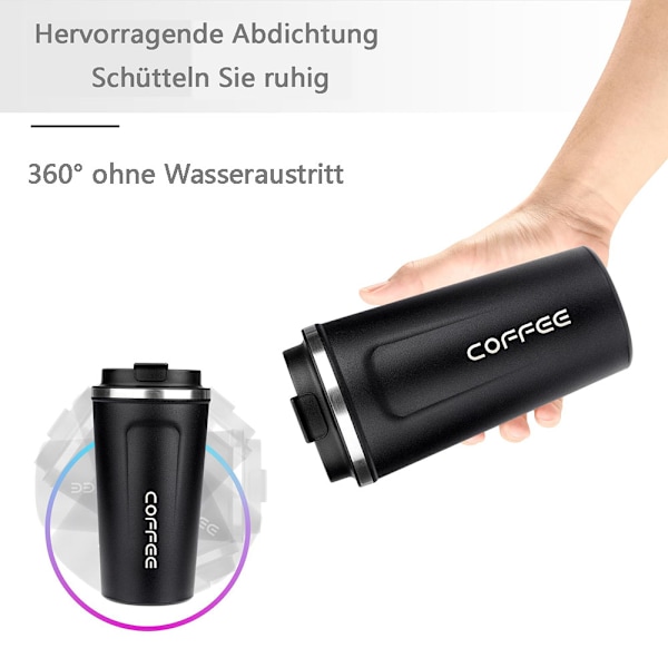 Kaffemugg to go termokopp - läckagesäker kaffemugg med lock - återanvändbar kaffekopp - termokopp för på språng miljövänlig