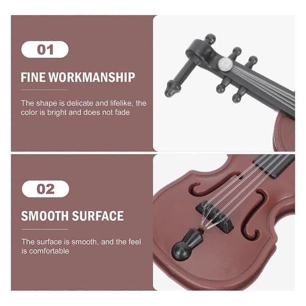 4 stk. miniature violinpynt, miniviolinmodeller til dukkehusfotorekvisitter