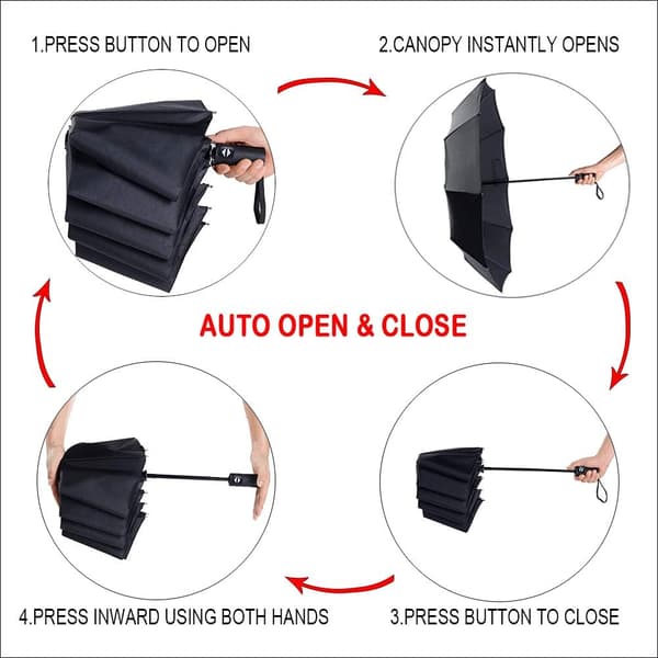 Rejseparaply Vindtæt 10 RIB Automatisk Åbning Foldbar Fold