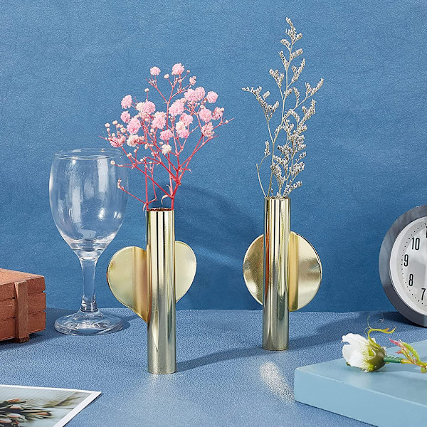 2-pack väggmonterade blomvaser i metall, moderna torkade blommor