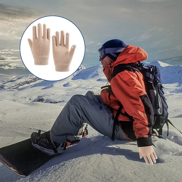 Søde Uldstrikkede Handsker, Moderne Varme Damehandsker, Uld Touchscreen-Handsker cream-coloured