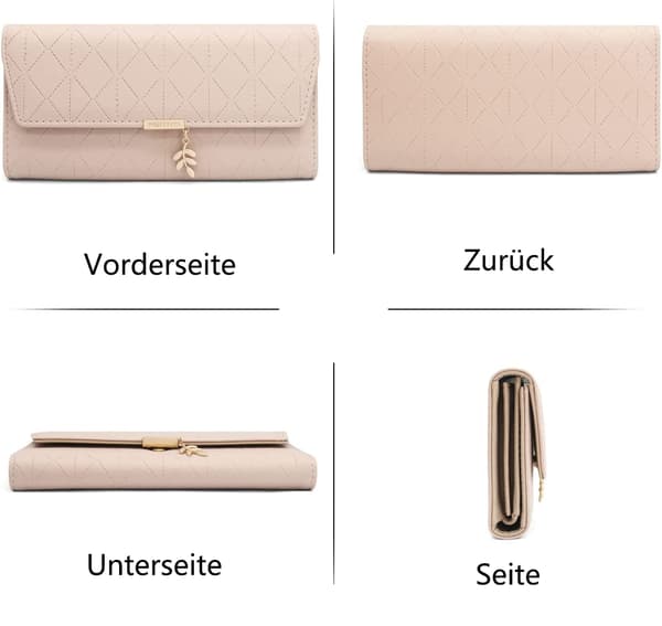 Smal Trefaldig Kopplingsplånbok för Kvinnor, Unik & Elegant Design PU Veganskt Läder