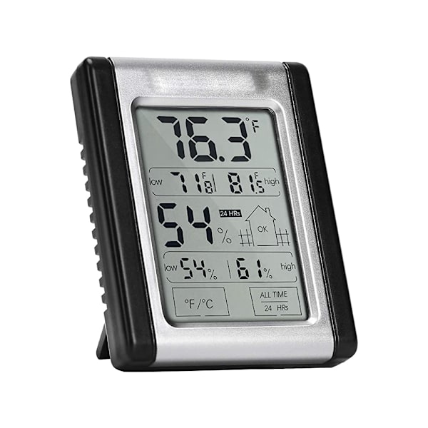 Hygrometer Termometer för Inomhus Utomhus, Exakta Data Trådlös Pekskärm Monitor med Bakgrundsbelysning, Lämplig för Källare Kök Trädgårdar, Batteri