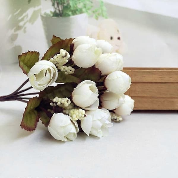 1 stk 15 hoder kunstig rose silke blomst kamelia peon bukett fest rom dekor