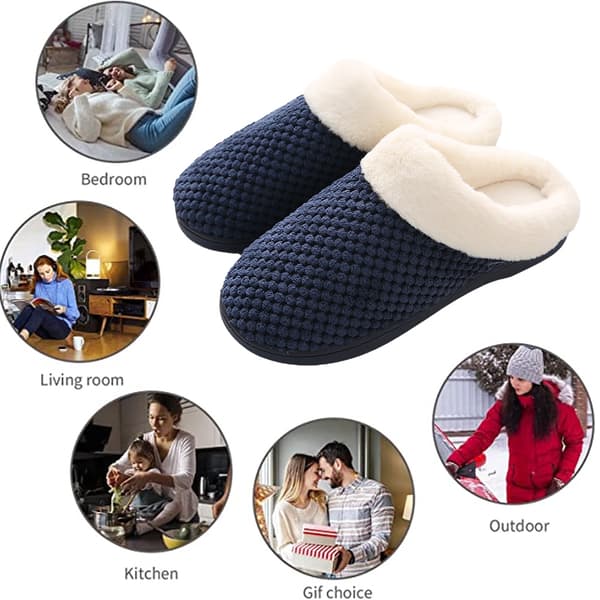 Tofflor för damer Varma Memory Foam Halkfria Husskor navy blue 36/37