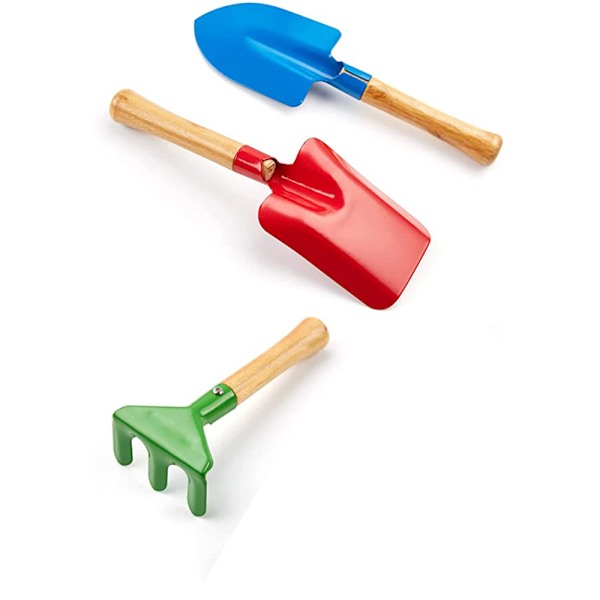 Utomhusäventyrskit för barn, blandade färger trädgårdsredskap, lätt handspade i metall för lek och trädgårdsarbete, perfekt för åldrarna 3-13