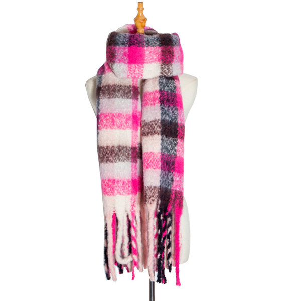 Kvindes Cashmere Stor Farvet Ternet Sjal Vinter Varmt Wrap