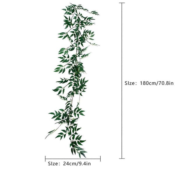 1 stk. 1,8 m Kunstige Blade Simulation Rattan & 1 stk. 2 m Kunstig Sølv Dollar Eucalyptus G