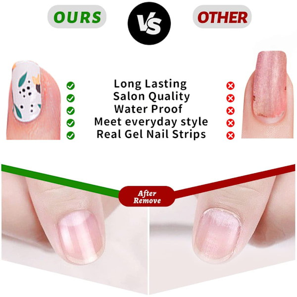 Nagelklistermärken Full Wraps Nagellackremsor, Självhäftande Gel Nail Art Dekaler för Kvinnor Flickor
