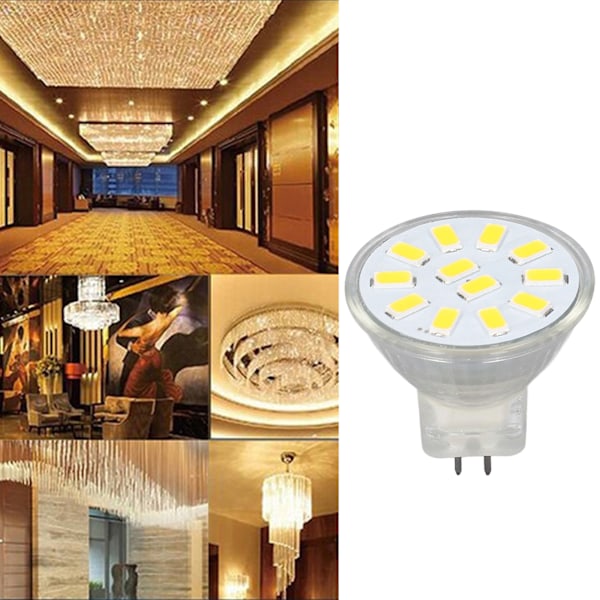 4 stk. MR11 LED Spotlys Pære med Dobbelt Nålebase 360° Varmeafledning 3W 12 LED Pære Varmt Hvid