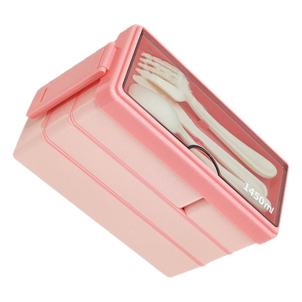 Rosa Bento Box Vuxen Lunchlåda 3 Lager Stapelbar Lunchbehållare med 4 Fack för Arbete Skola Picknick