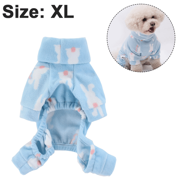 Igelkott Termiska Vinterkläder för Husdjur Hund Pyjamas Katt Onesies Jumpsuits Tjock Sammet Blue XL