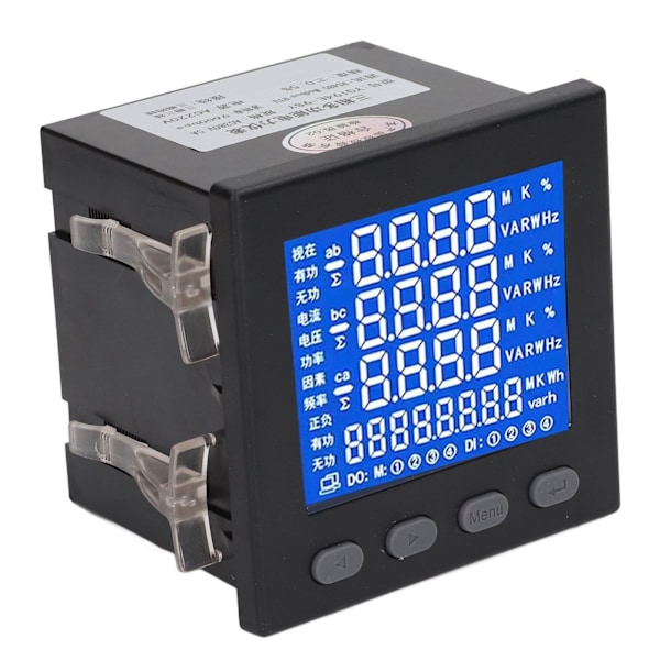 Musta 3-vaiheinen sähkömittari LCD monitoiminen liekinsuojattu kotelo Energiamittari AC220V