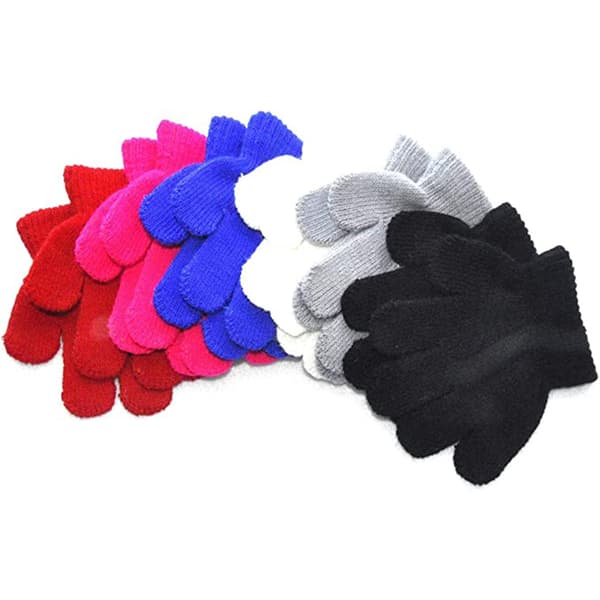 Børns vintervarme ensfarvede femfingerhandsker rose red