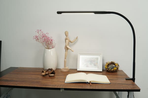 LED Klemmeskrivebordslampe, USB Fleksibel Sammenleggbar Leselampe Mykt Lys