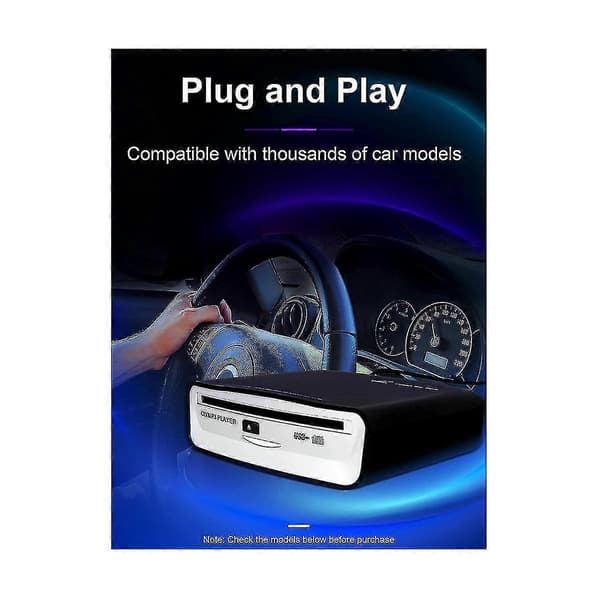Ekstern Universal CD-afspiller til bil - Bærbar CD-afspiller, tilsluttes bilens USB-port, bærbar computer, tv, , C