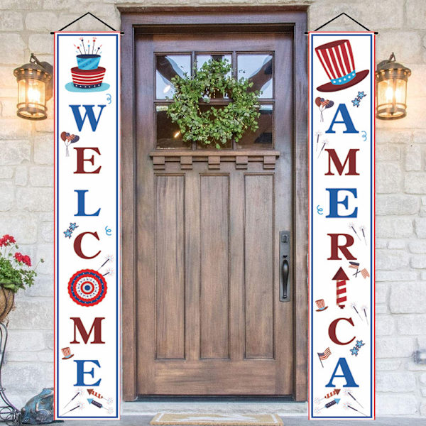 4. juli Veranda Skilt Patriotisk Amerikansk Flag, Banner