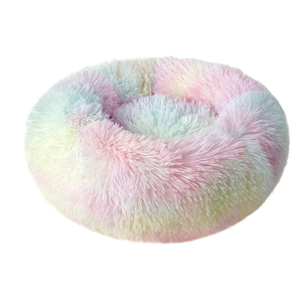 Rund Donut Seng Til Hund Kat Plys Soothing Comfy Sovemadras Kurv Farve 40cm