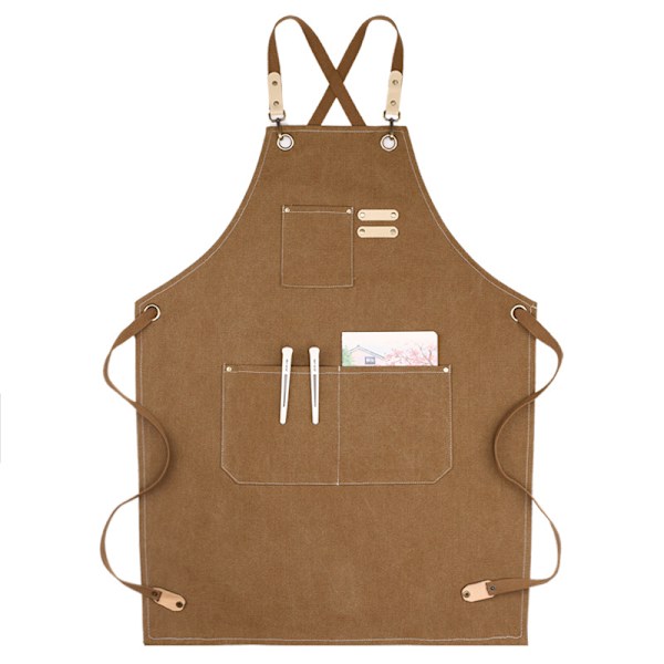 Työesiliina Unisex Canvas-selkähihnoilla ja 3 taskulla, kokki-esiliinat puuntyöstöön ja maalaamiseen