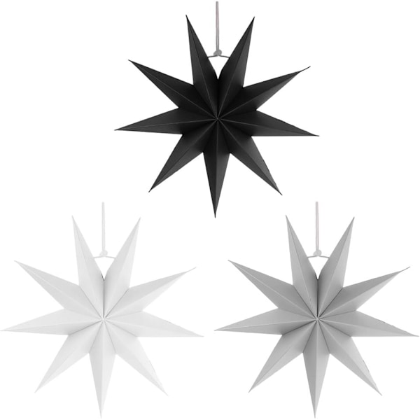Fällbara stjärnor, 30 cm 9 punkter julstjärna pappersstjärna set för