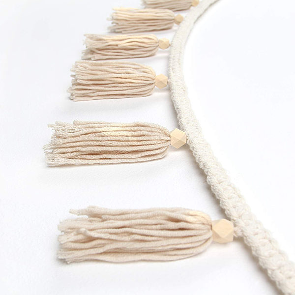 2 st macrame väggbonad fransar girlang banderoll bomull vävd väggdekoration för boho husdekoration, barnrumsdekoration
