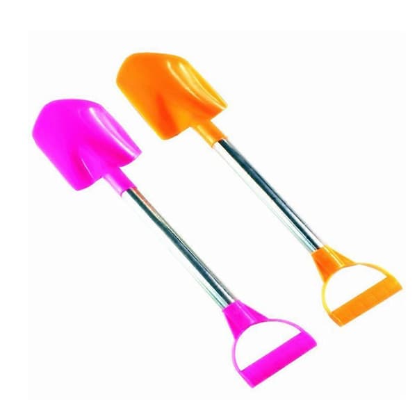 4 stk. Mini sandspader i tre, strandleker, sandgraving med plastspade, leker for barn (tilfeldig farge)