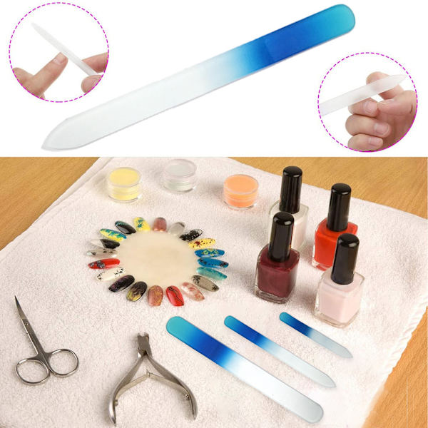 3 stk. Neglefil Manicure Sæt, Glas Neglefiler til Naturlige Negle som Fødselsdagsgaver til Kvinder