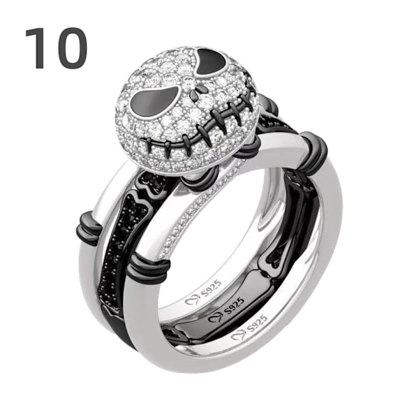 Søt Skjelett Jule Ring, Halloween Ring, Julaften Horror Ring, Rhinestone Finger Ring 2-i-1 Skjelett Ring