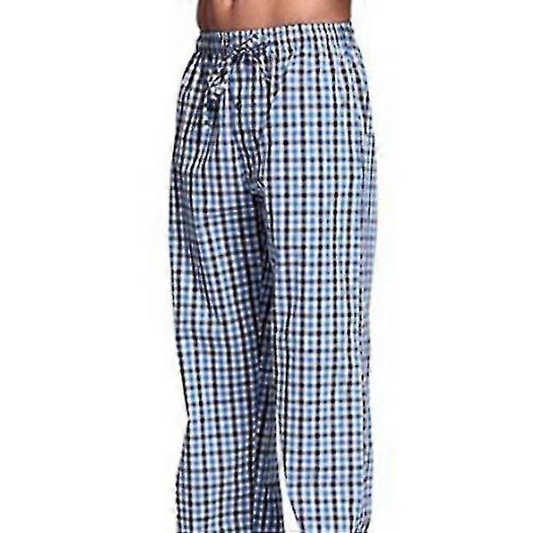Pyjamasbyxor för män med dragsko och fickor för höst och vinter gray black M