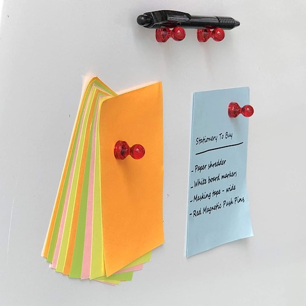 Magnetiska trycknålar, kraftiga magneter för kontor och hem, neodymmagneter, dekorativa kylskåpsmagneter, 30 röda stycken, perfekta för kylskåp,