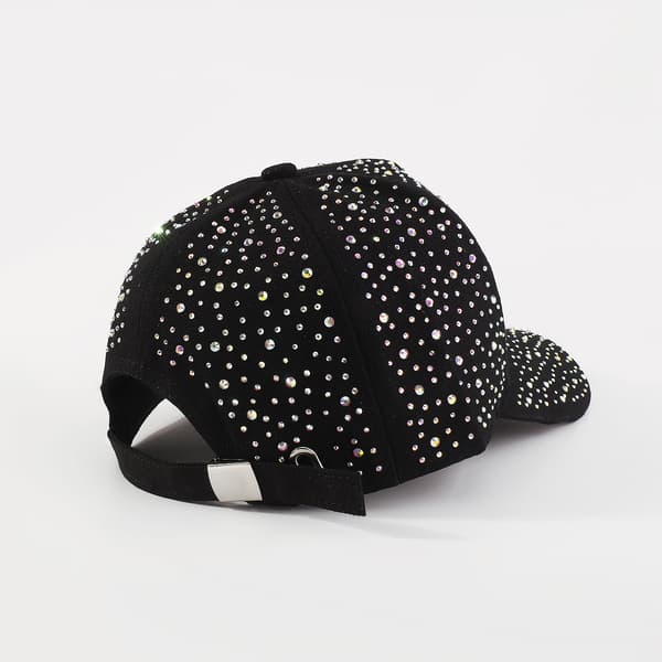 Justerbar Åndbar Rhinestone Baseball Kasket Bling Pailletter sort