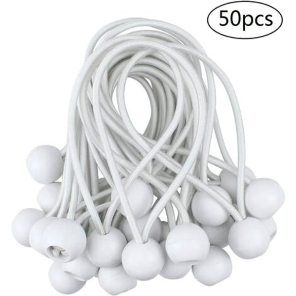 50 stk Elastiske Ballspenner, Presenningsspenner for Paviljong, Camping, Telttropper, Gardinforlengere, 10 cm