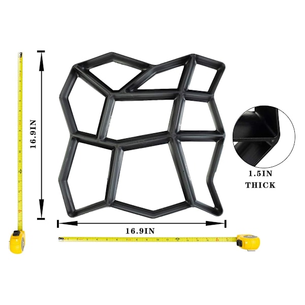 Formplater for fortau / trinnsten, støpeform for belegningsstein, 42,5 x 42,5 x 4 cm