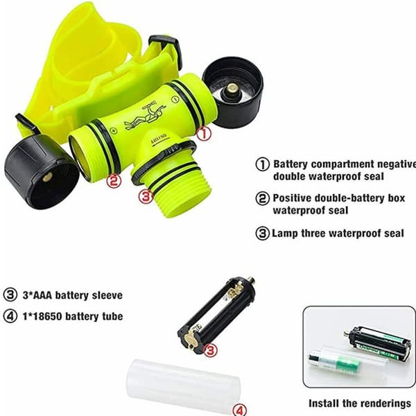 Dykkehodelykt, 550 Lumen LED Dykkehodelykt Vann