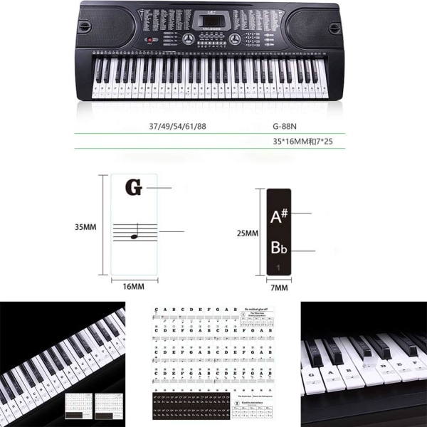 Greaked Transparent Piano Keyboard Sticker 88 Keys Electronic Ke