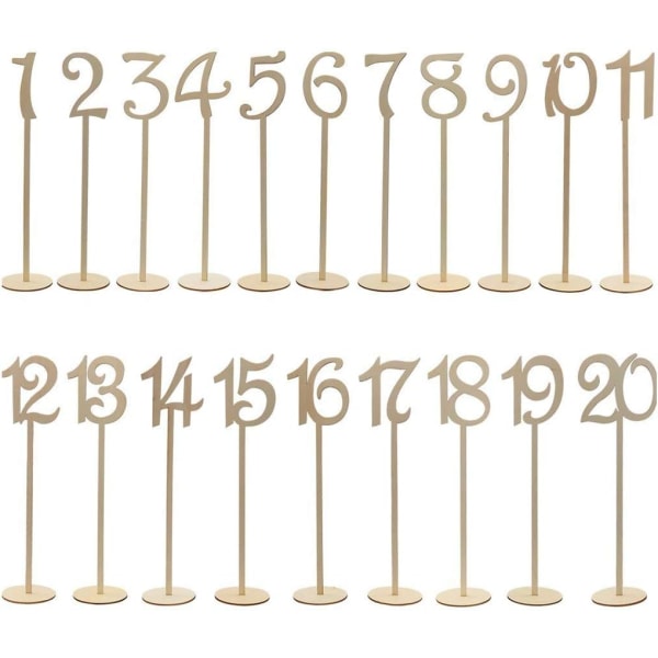 Numéro 1 à 20 Numéros de Table En Bois avec Base de Support pour