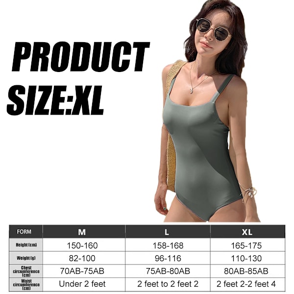Grågrøn XL Kvinders Badedragt, Bagløs Bikini Bodysuit til Svømning, Varmt Vandkilder, Strand