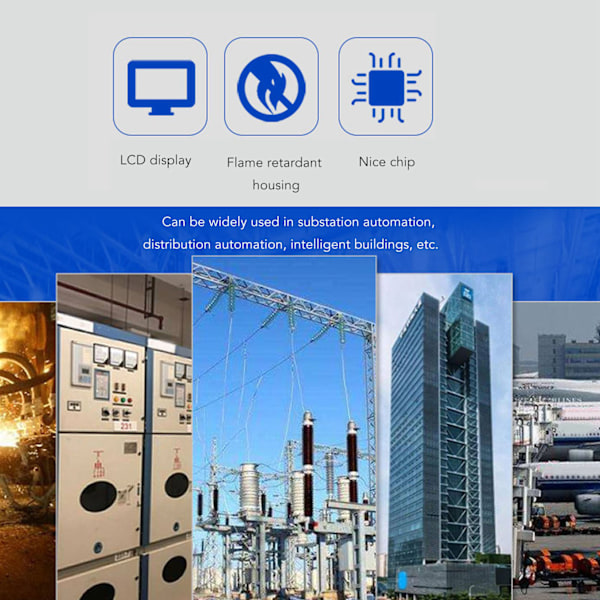 Musta 3-vaiheinen sähkömittari LCD monitoiminen liekinsuojattu kotelo Energiamittari AC220V