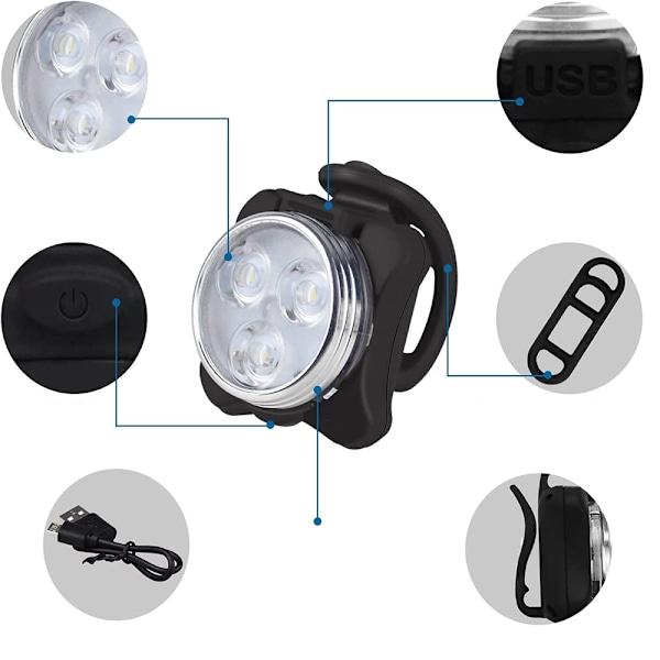 Hlight1 USB LED-lys for sykkelhjelmer, ryggsekker og skole