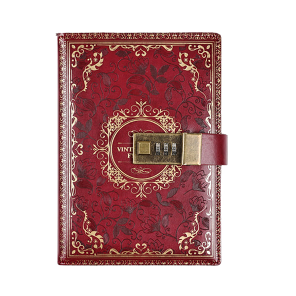 Låsbar hemlig dagbok, designdagbok med hett guld präglad, tjock