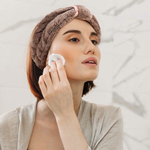 4-pak Mikrofiber Spa Ansigts Makeup Hårbøjler Elastiske (Kaffe, Kh