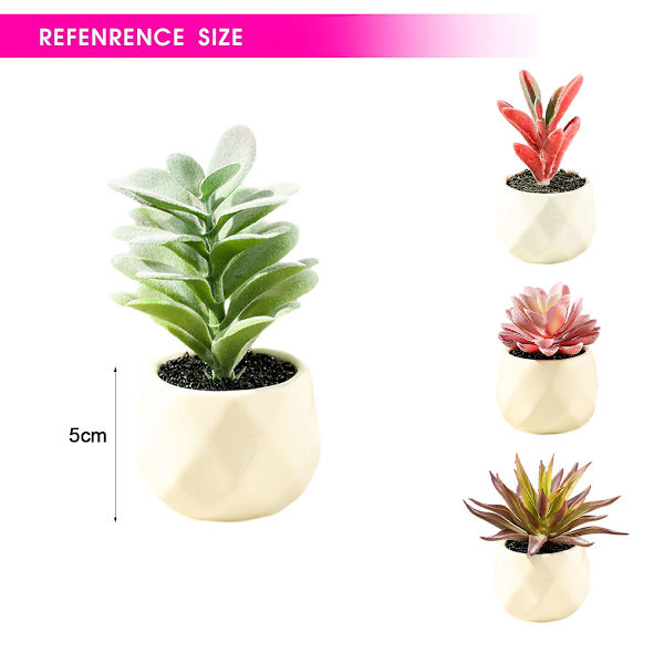 4 stk. kunstige blomster sukkulenter bonsai kreativ dekoration