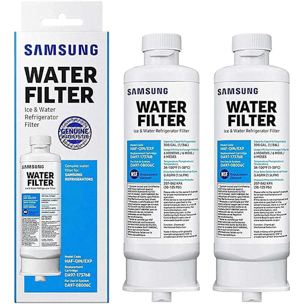 2-pack ersättningsfilter för kylskåp DA97-17376B DA97-08006C HAF-QIN HAF-QIN/EXP för Samsung Multi-Door-kylskåp