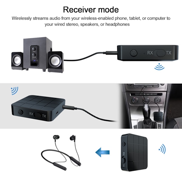 Bluetooth-lähetin-vastaanotin 2-in-1 USB TV PC 3.5mm auton stereon äänensovittimelle