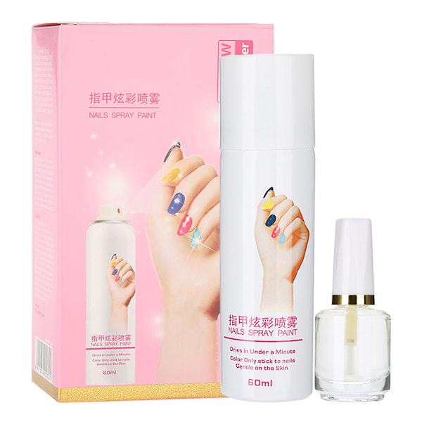 Manicure Neglelaksspray Base Coat Hurtigttørrende Spraying Nem Vask Neglespray 60ml Sort
