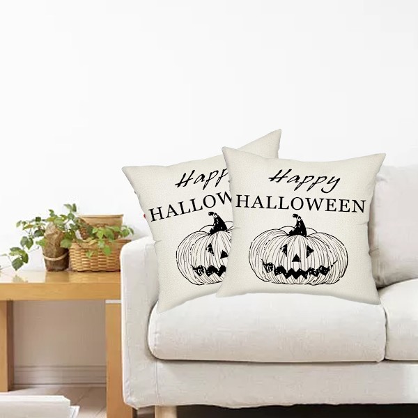 4 stk Halloween Hør Pudebetræk Hjemmevarer Sofa Kontorstol