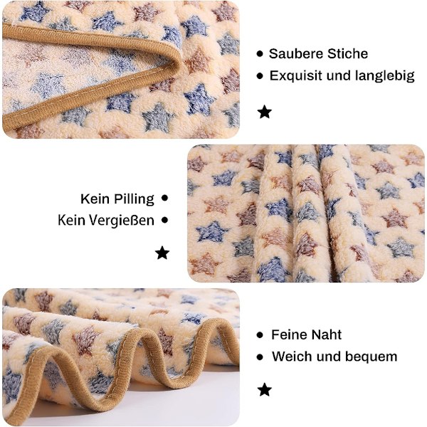 Pet Bomuldsunderlag Hold Varmt Dobbelt Formål---Pink Stjerne+Blå Stjerne+Fawn Stjerne---S(60*40cm)